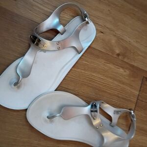 Michael Kors Silver and White Sandals